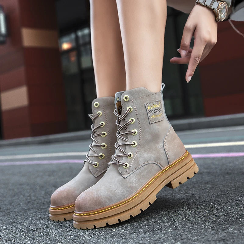 Men winter high top genuine leather boots couple anti-slip motorcycle boots lace-up shoes fashion zipper men boots large size 47