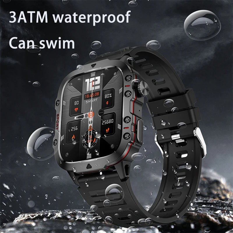 2025 New 3TAM Waterproof Smart Watch Men Outdoor Sports Fitness Tracker Health Monitor 1.96"HD BT Call Waterproof Smartwatch