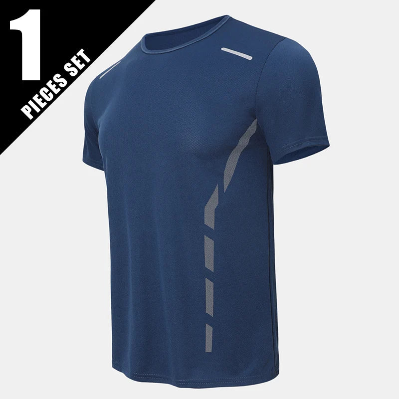 1/4 Pcs Men's Summer Fashion Printing Quick-drying Short-sleeved Youth Leisure Sports Fitness Breathable Top Middle-aged Loose T