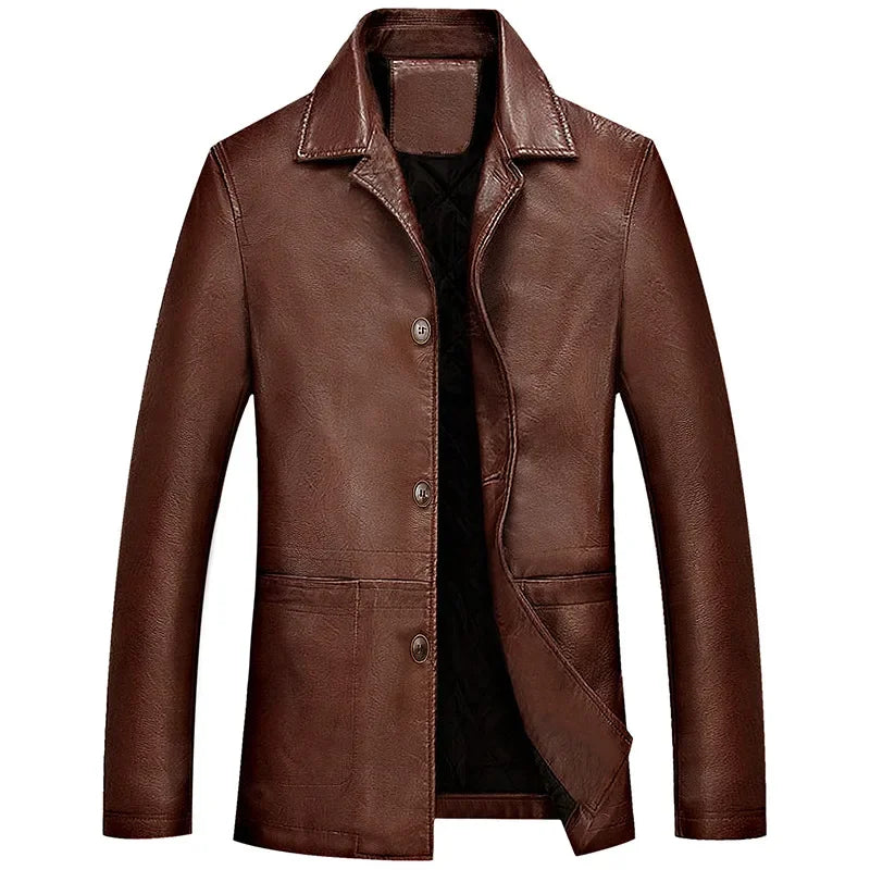 Men Leather Jacket Winter Classical Motorcycle Business Soft Leather Jackets Thick Moto Coats Casaco Masculino Plus Size 4XL