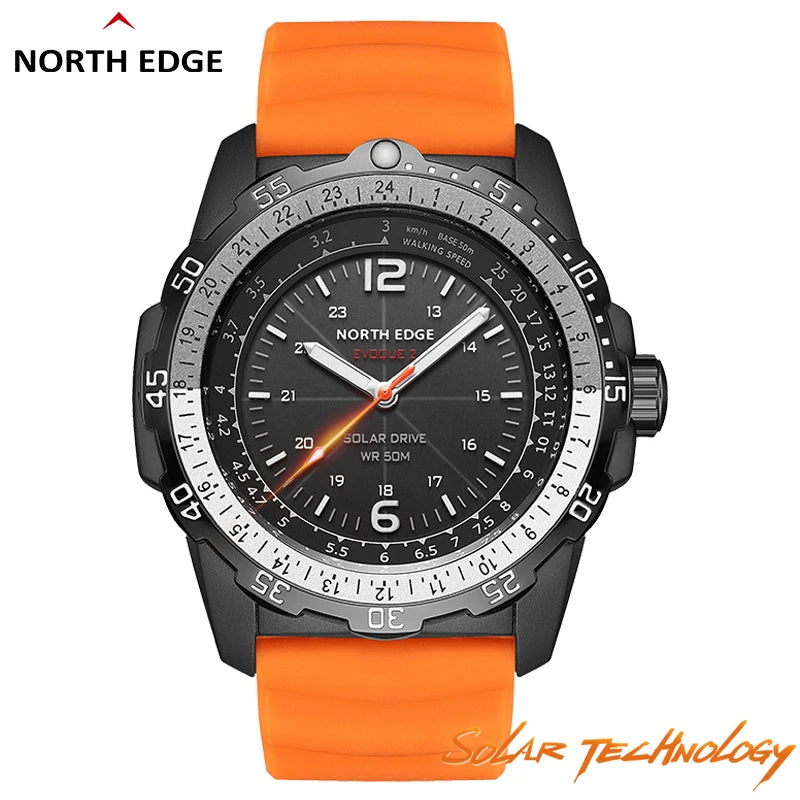 NORTH EDGE EVOQUE 2 Men Digital Military Watch Solar Power Environmental Men's Sport Wristwatch Luminous Watches Waterproof 50M