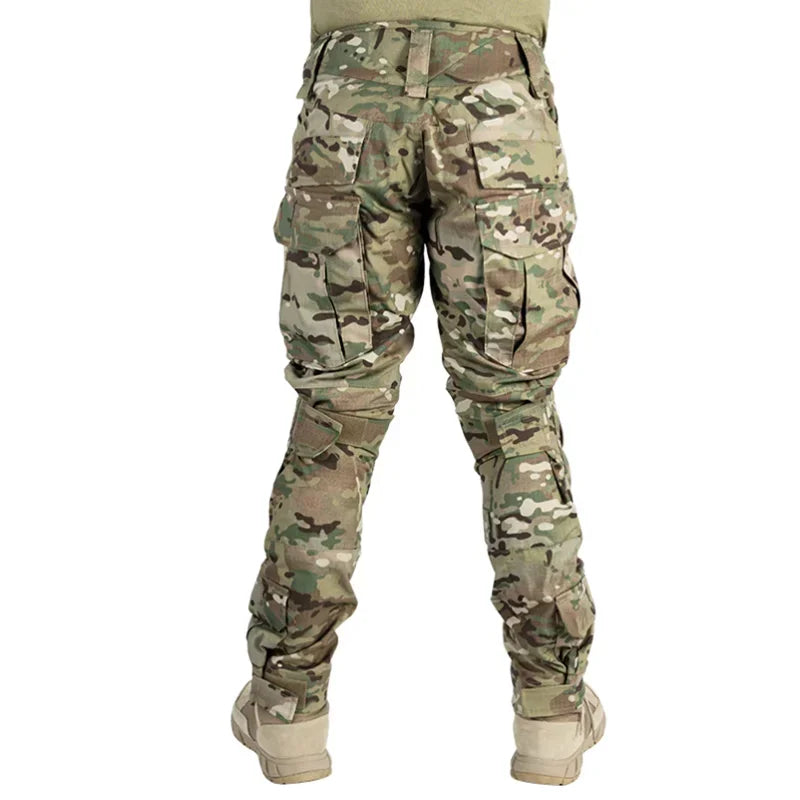 Men Combat Pants With Knee Pads Tactical Cargo Sport Trousers Camouflage Multicam Trekking Hunting Clothes（Not knee pads）
