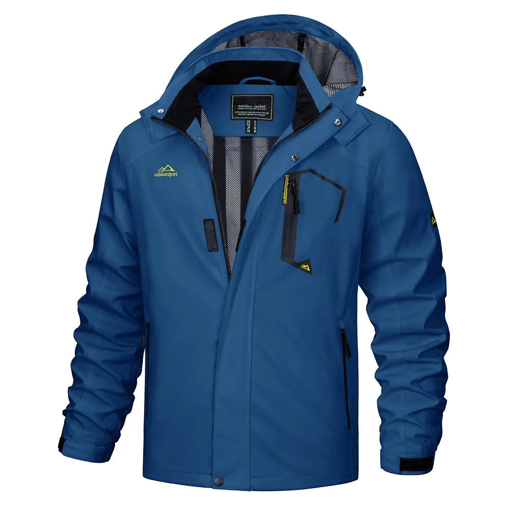 TACVASEN Spring Autumn Lightweight Jackets Mens Mesh Lined Waterproof Rain Jacket Outdoor Fishing Hiking Jacket Male Windbreaker
