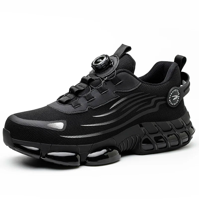 Steel Toe Lightweight Breathable Sneakers for Men Anti-smash Anti-puncture Protection Safety Shoes Rotating Button Work Shoes