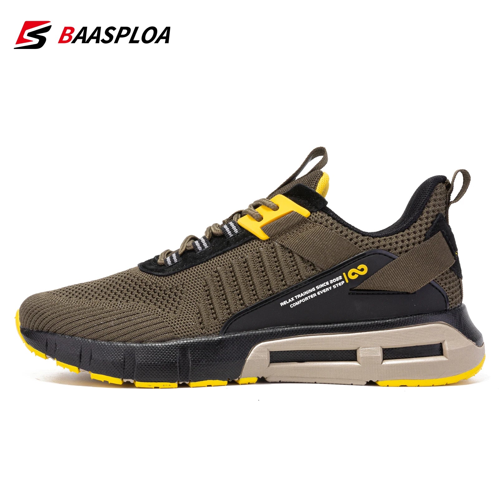 Baasploa Men Sport Shoes Mesh Breathable Walking Shoes for Men Lightweight Non-Slip Outdoor Fashion Casual Sneakers Lace Up Male