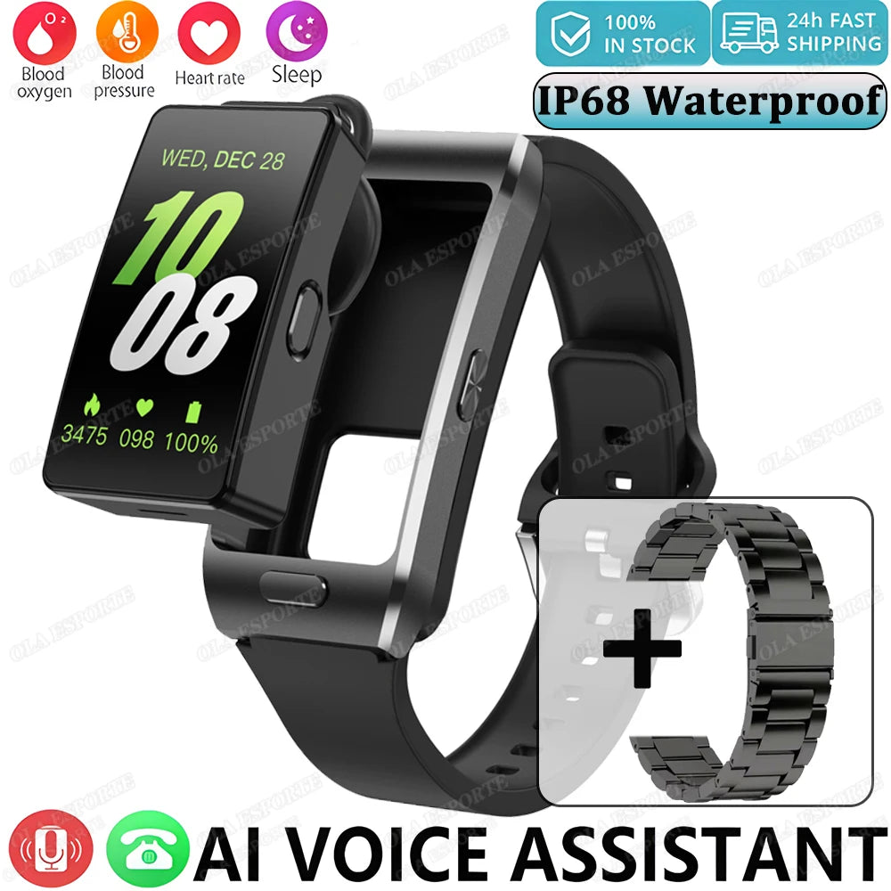 2 in 1 Smart Watch Earphone Car Player TWS Sport  SmartWatch for Men Women Fashion Business Bluetooth Phone Call Watch Music