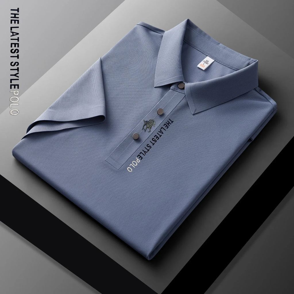 Ice Silk Polo Shirt Short Sleeved Letter Printing T-shirt New 2024 Summer Men's Clothing High-grade  Shirts
