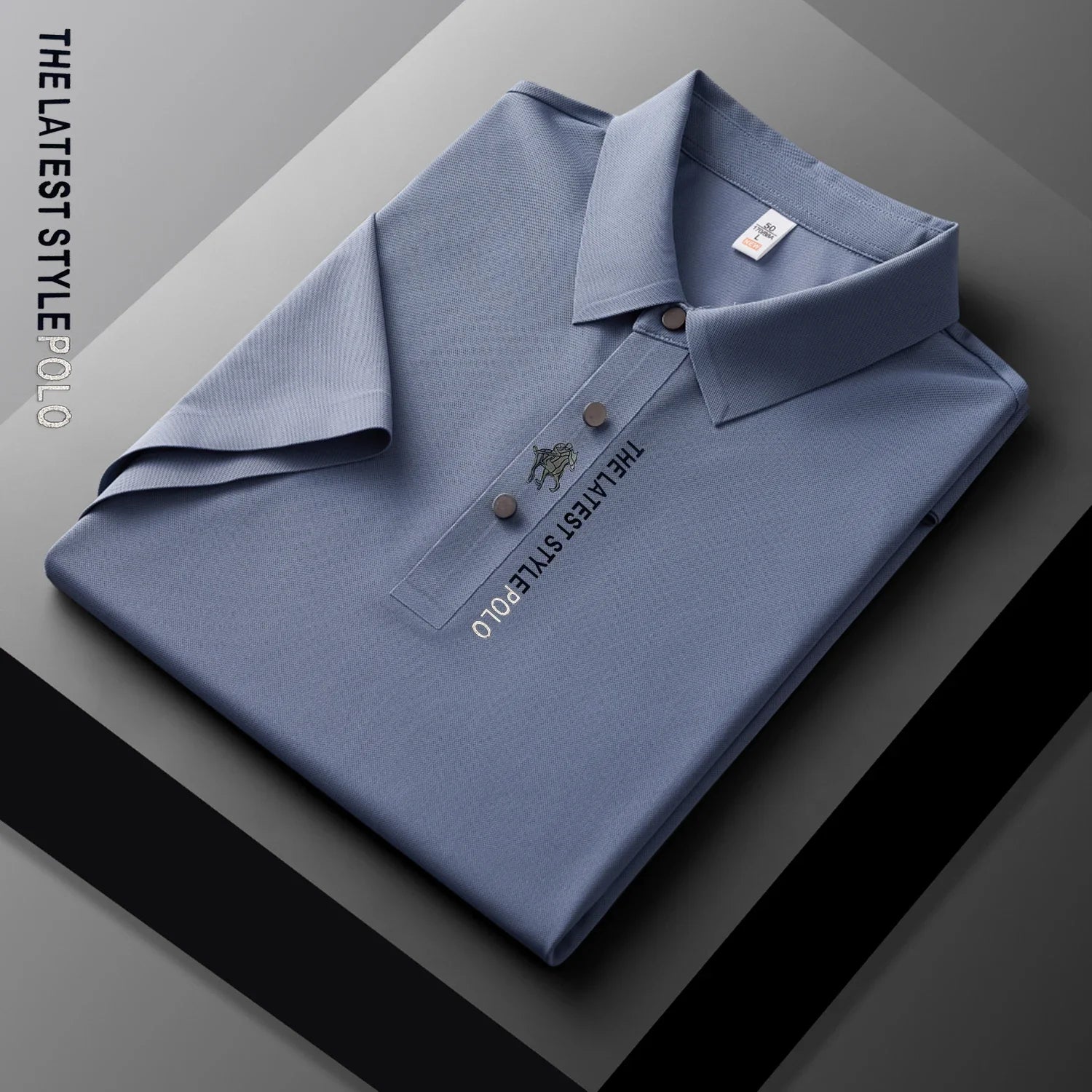 Ice Silk Polo Shirt Short Sleeved Letter Printing T-shirt New 2024 Summer Men's Clothing High-grade  Shirts