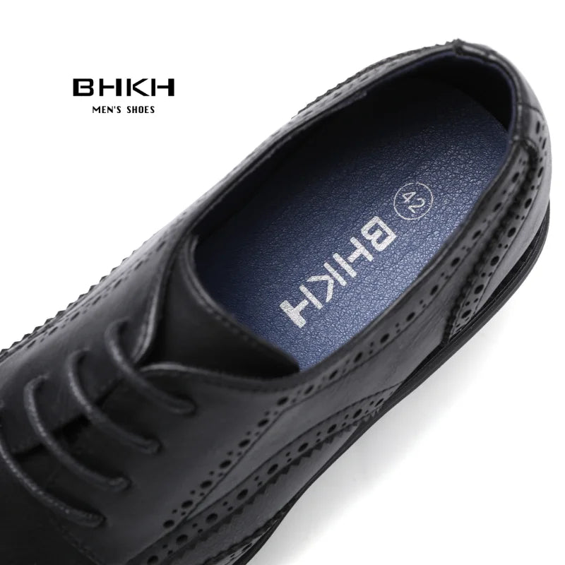 BHKH 2025 Genuine Leather Dress Shoes Comfy Men Casual Shoes Smart Business Work Office Lace-up Men Shoes