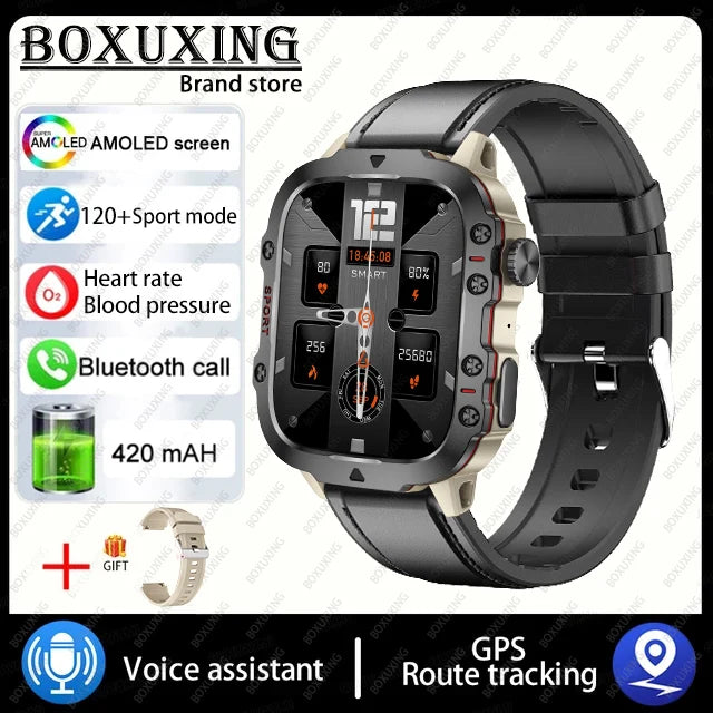 2025 New 3TAM Waterproof Smart Watch Men Outdoor Sports Fitness Tracker Health Monitor 1.96"HD BT Call Waterproof Smartwatch