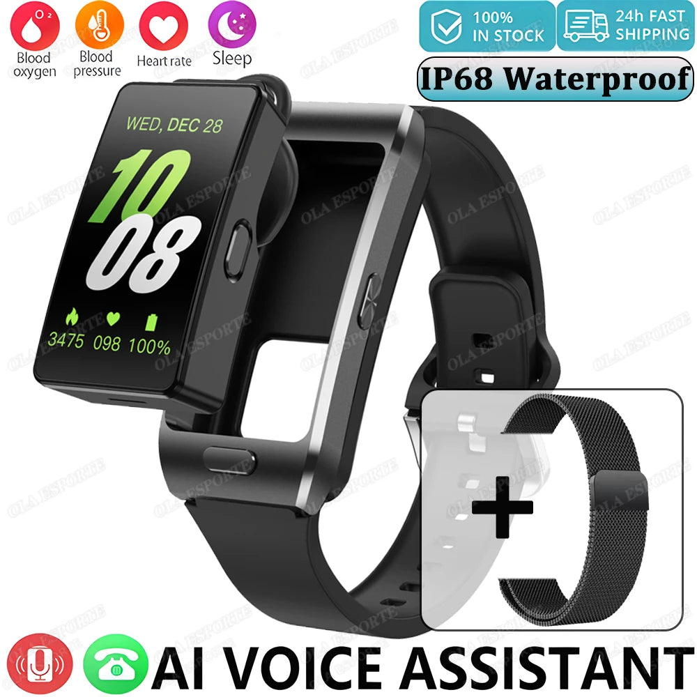 2 in 1 Smart Watch Earphone Car Player TWS Sport  SmartWatch for Men Women Fashion Business Bluetooth Phone Call Watch Music