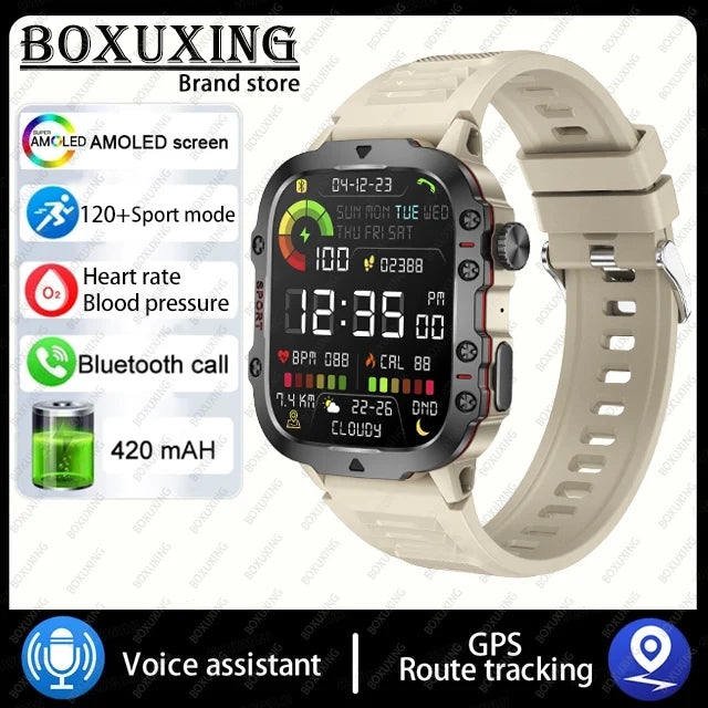 2025 New 3TAM Waterproof Smart Watch Men Outdoor Sports Fitness Tracker Health Monitor 1.96"HD BT Call Waterproof Smartwatch