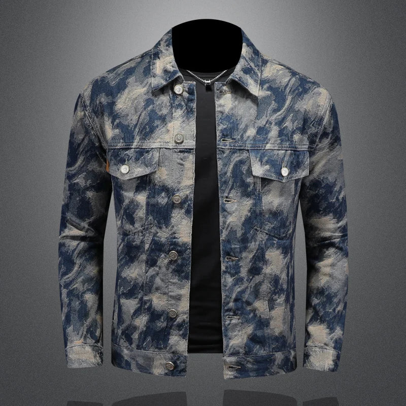 Slim Fit Men's Denim Jaet Spring Autumn American High Street Trend Korean Version Printed Casual Jeanswear Youth Faion