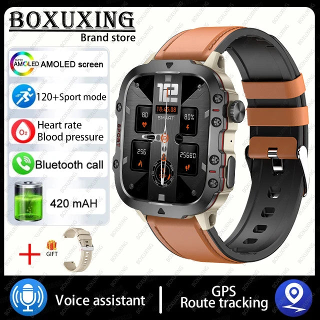 2025 New 3TAM Waterproof Smart Watch Men Outdoor Sports Fitness Tracker Health Monitor 1.96"HD BT Call Waterproof Smartwatch