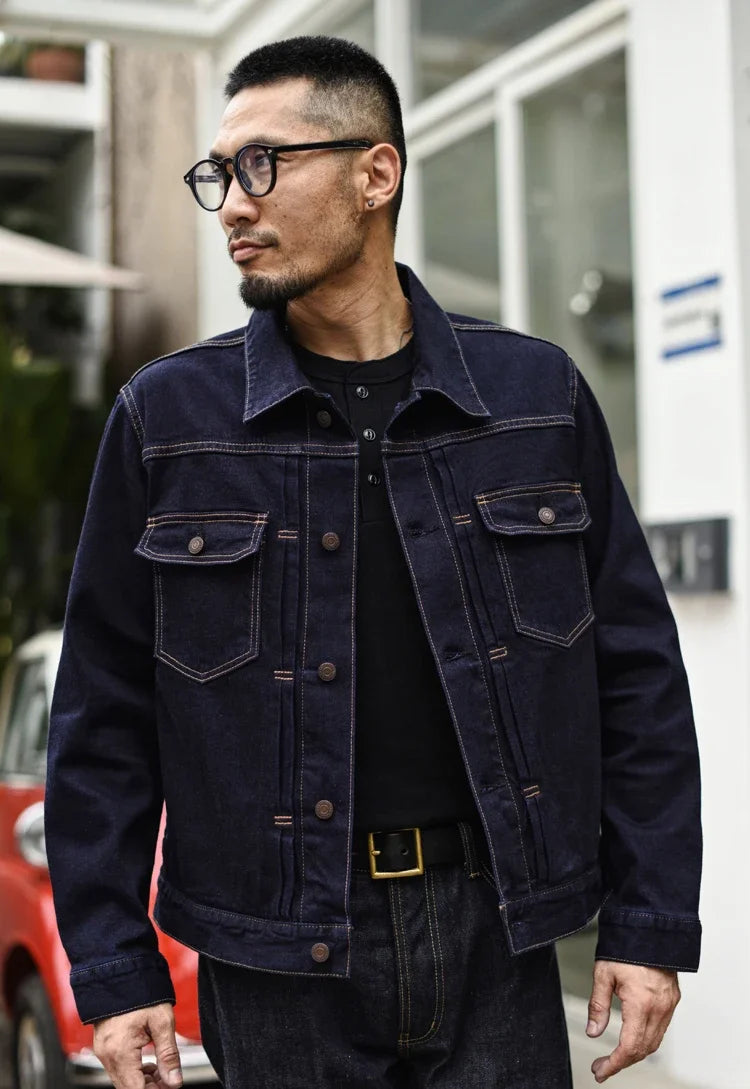 Men Jacket Selvedge Denim Jacket Men Vintage Purple and Blue Double Sided Dye Regular Fit 12.5 Oz