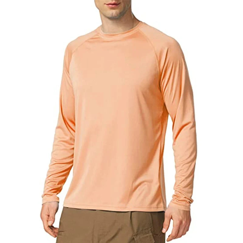 UV Men's Sun Protection Long Sleeve Summer UPF50+ Performance Quick Dry Men T-shirts Breathable Hiking Workout Pullover Tops