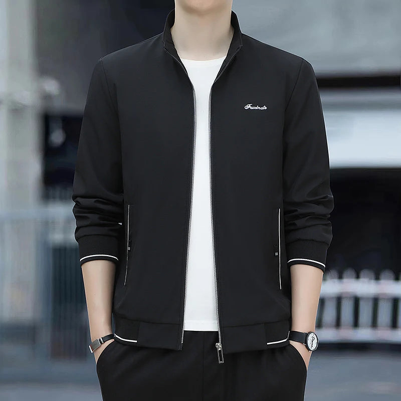 Autumn New Men Lapel Jacket Coats Fashion Fabric Comfortable Breathable Sweat Absorption Comfortable Slim Version Coats