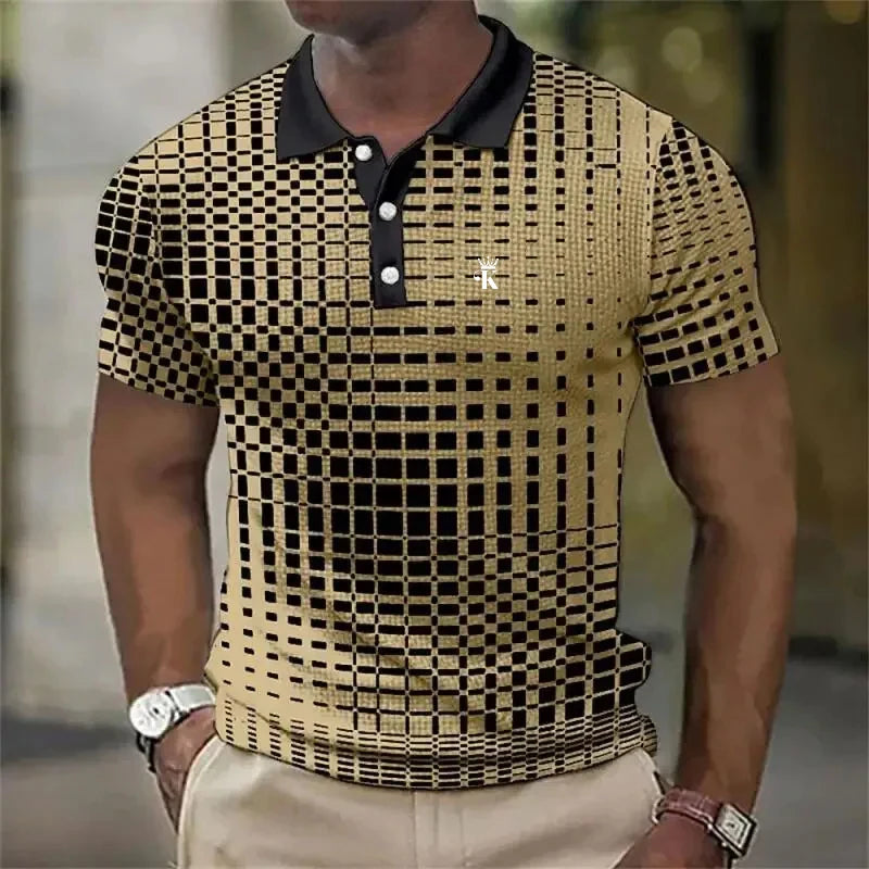 Men's Polo Shirt Golf Shirt Work Casual Lapel Polo Collar Short Sleeve Basic Color Block Button Spring & Summer Polo Shirt
