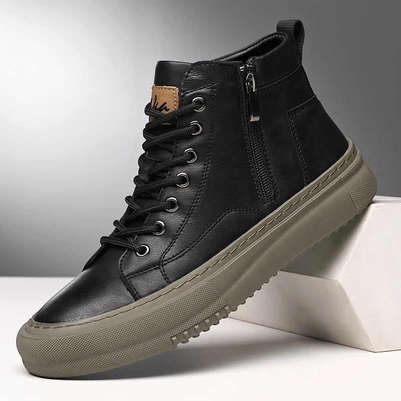 2024 Men's Spring & Fall White Shoes Men's New Trendy Versatile High-Top Sneakers Summer Fashion Casual Men's Shoes Breathable and Wear-Resistant Sneakers