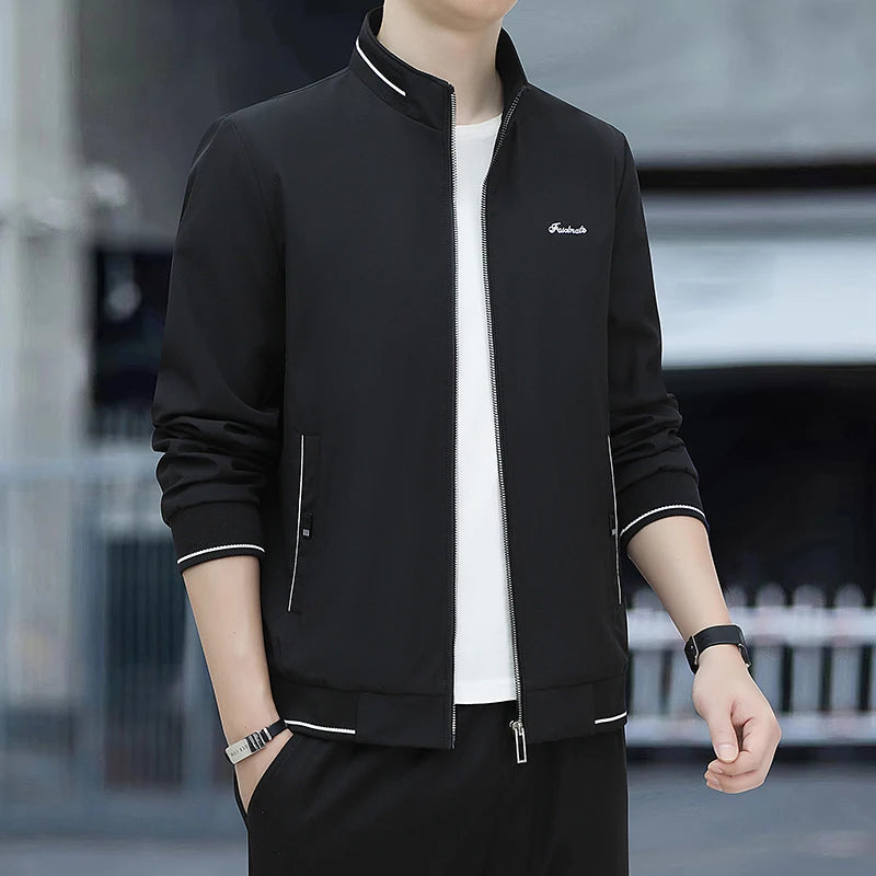 Autumn New Men Lapel Jacket Coats Fashion Fabric Comfortable Breathable Sweat Absorption Comfortable Slim Version Coats