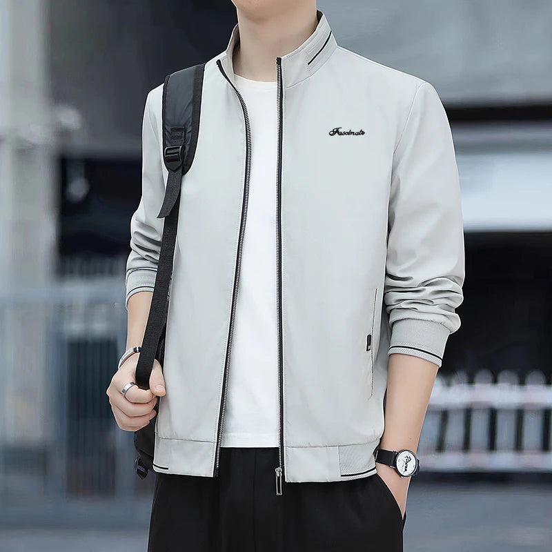 Autumn New Men Lapel Jacket Coats Fashion Fabric Comfortable Breathable Sweat Absorption Comfortable Slim Version Coats