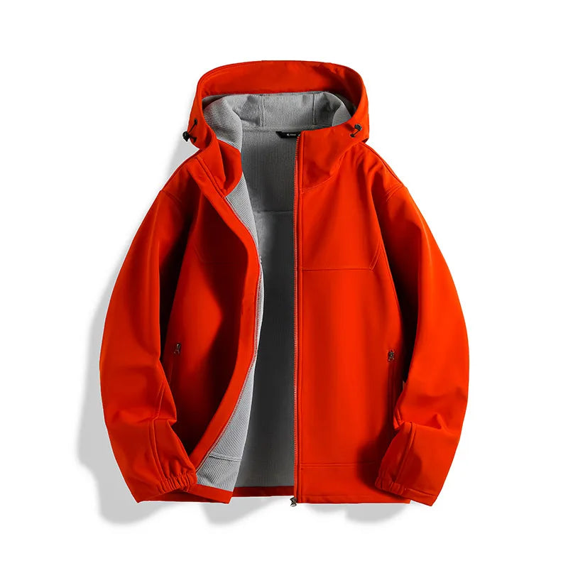 Men's Sports Outdoor Jacket Fleece-lined Versatile Autumn Winter Coat Mountaineering Cycling Camping Windproof Waterproof Casual