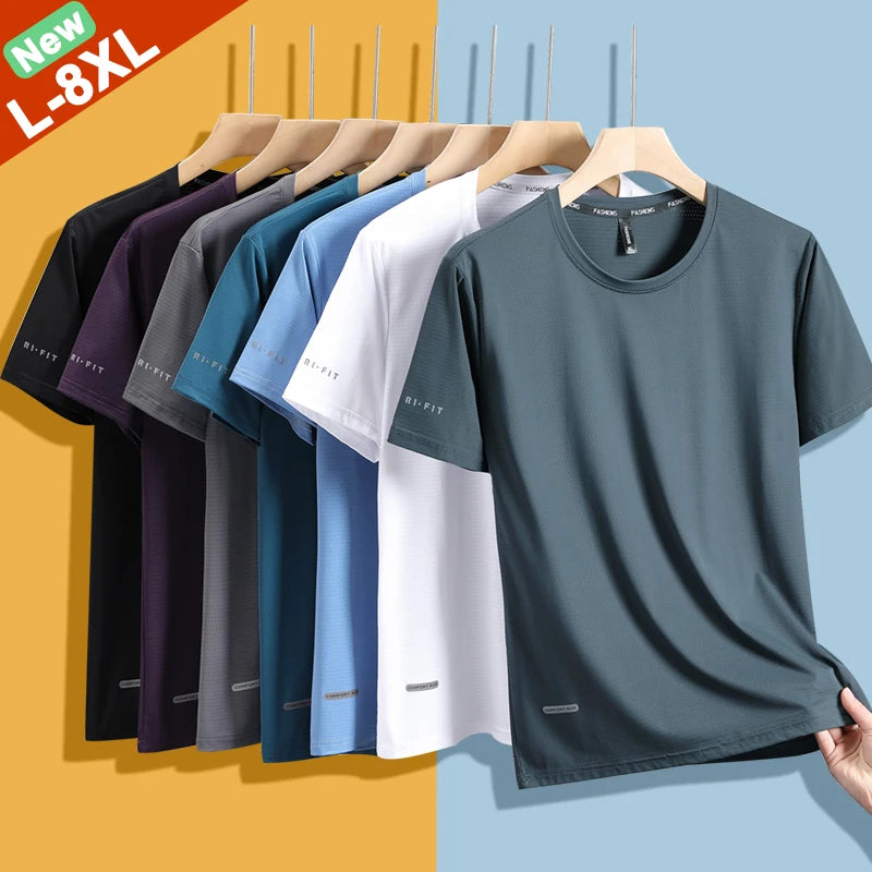 Good Quality T-Shirts Men Plus Size 6XL 7XL 8XL Male Tshirt Fat Man Tee Shirt Breathable Wearing Tee Tops Running Fast Shipping