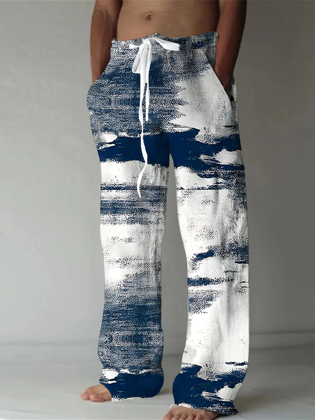 Men'S Fashion Casual Pants Comfortable  3D Printed Patterns Casual Wide-Leg Design Breathable Beach Summer Outdoor Activities
