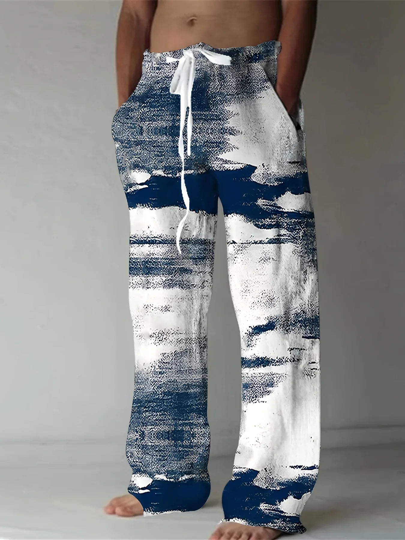 Men'S Fashion Casual Pants Comfortable  3D Printed Patterns Casual Wide-Leg Design Breathable Beach Summer Outdoor Activities