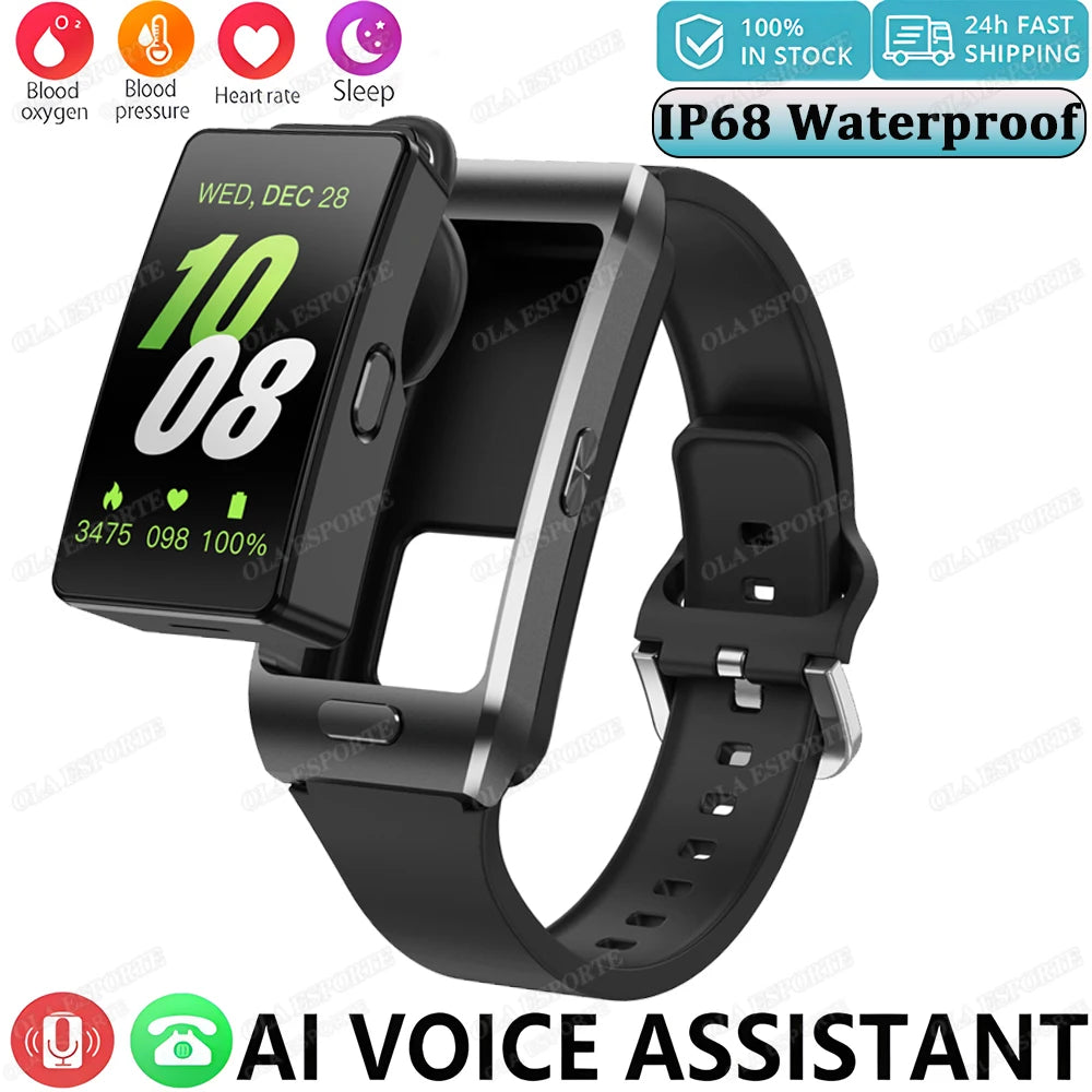 2 in 1 Smart Watch Earphone Car Player TWS Sport  SmartWatch for Men Women Fashion Business Bluetooth Phone Call Watch Music