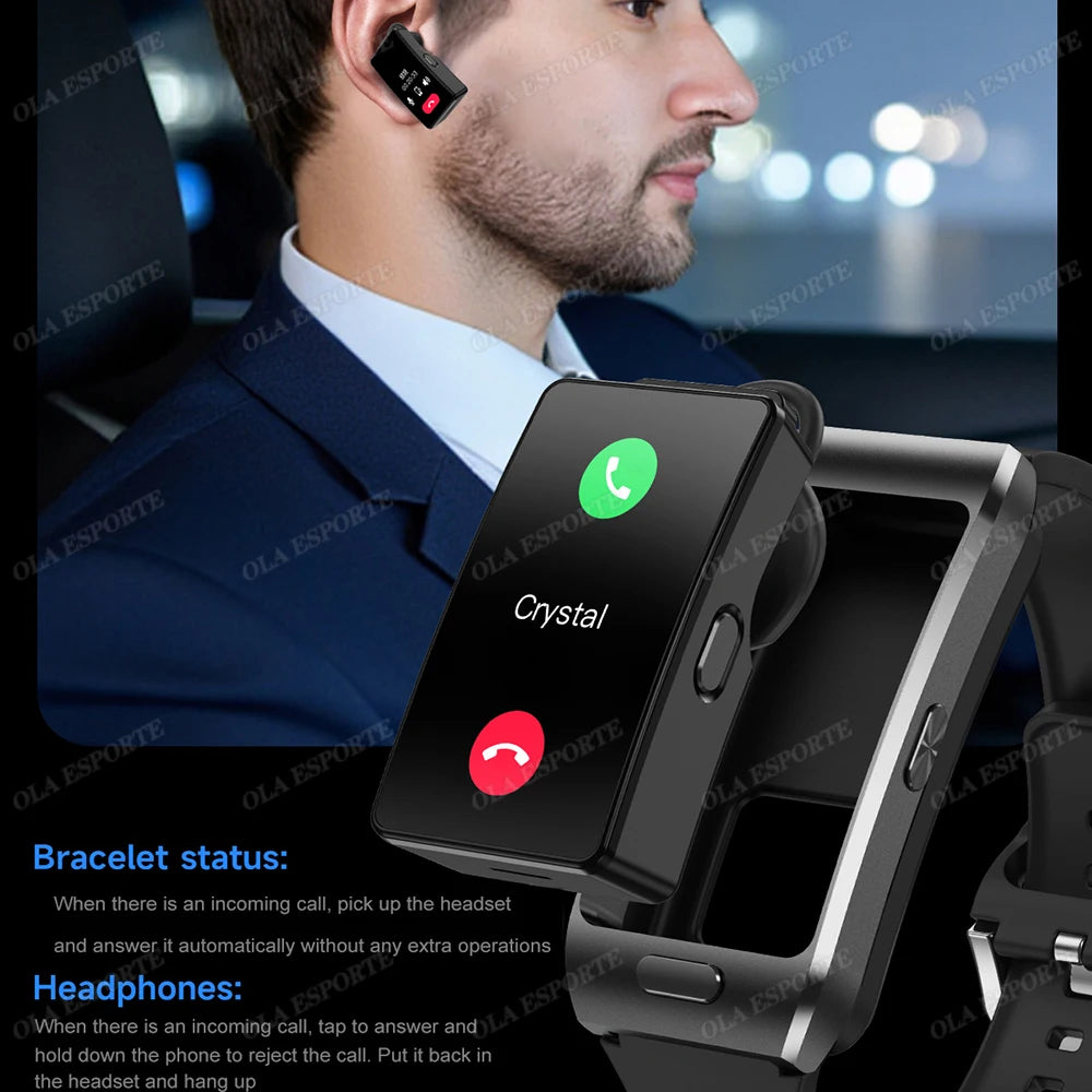 2 in 1 Smart Watch Earphone Car Player TWS Sport  SmartWatch for Men Women Fashion Business Bluetooth Phone Call Watch Music