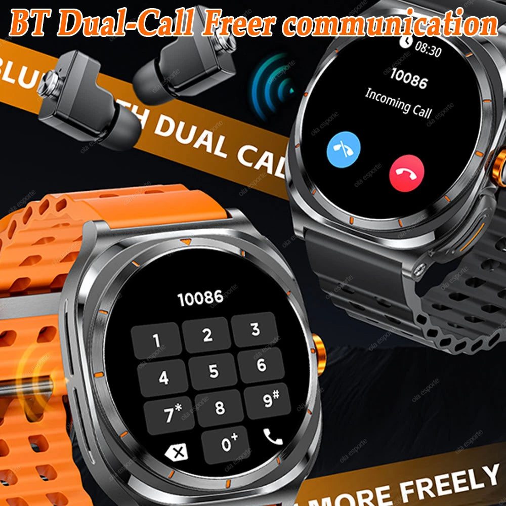 New GT98 Smart Watch TWS Headset 2 In 1 AMOLED Wireless Headset Bluetooth Call Outdoor Sport Music Health Monitor Smartwatch Men