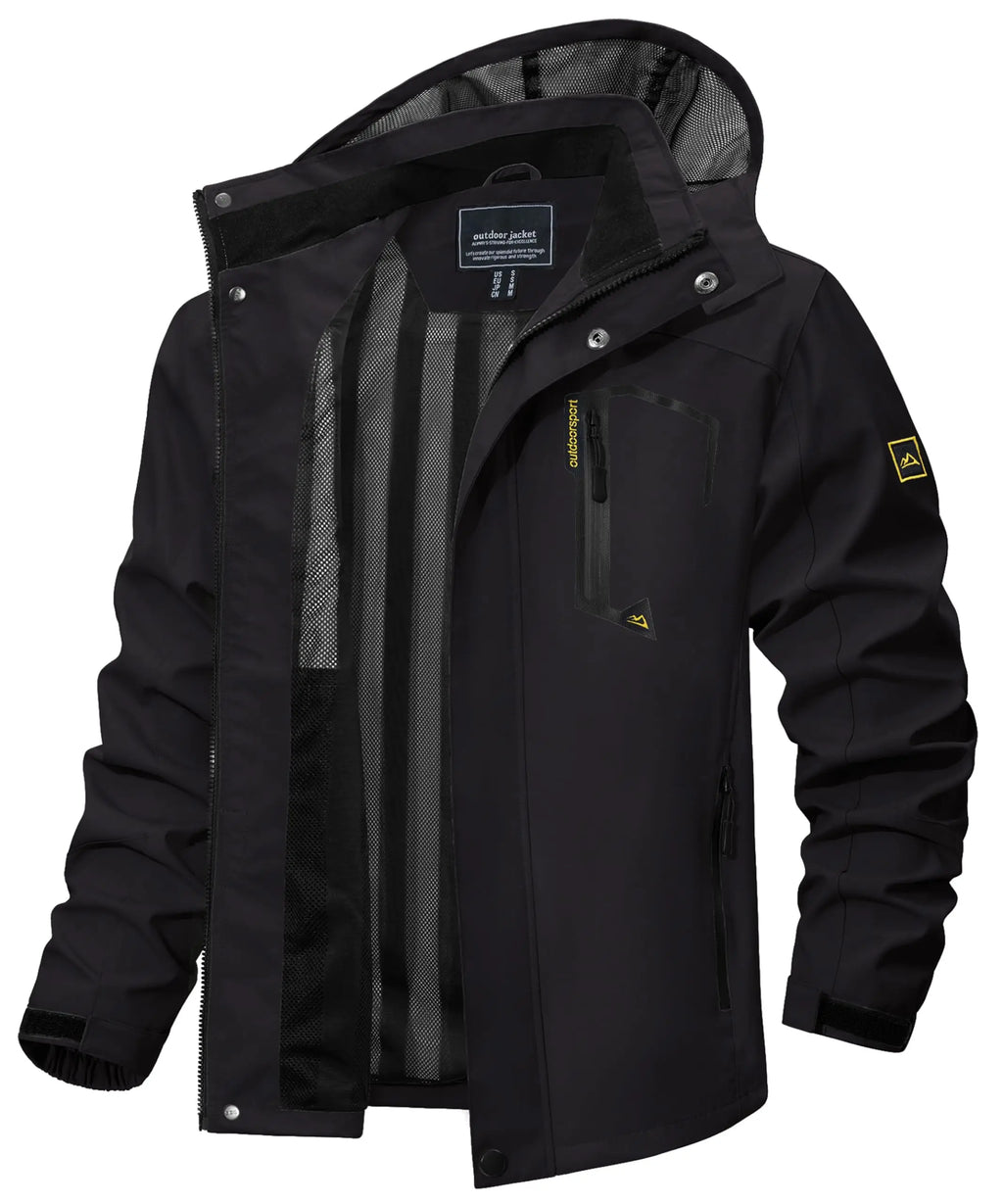 TACVASEN Spring Autumn Lightweight Jackets Mens Mesh Lined Waterproof Rain Jacket Outdoor Fishing Hiking Jacket Male Windbreaker