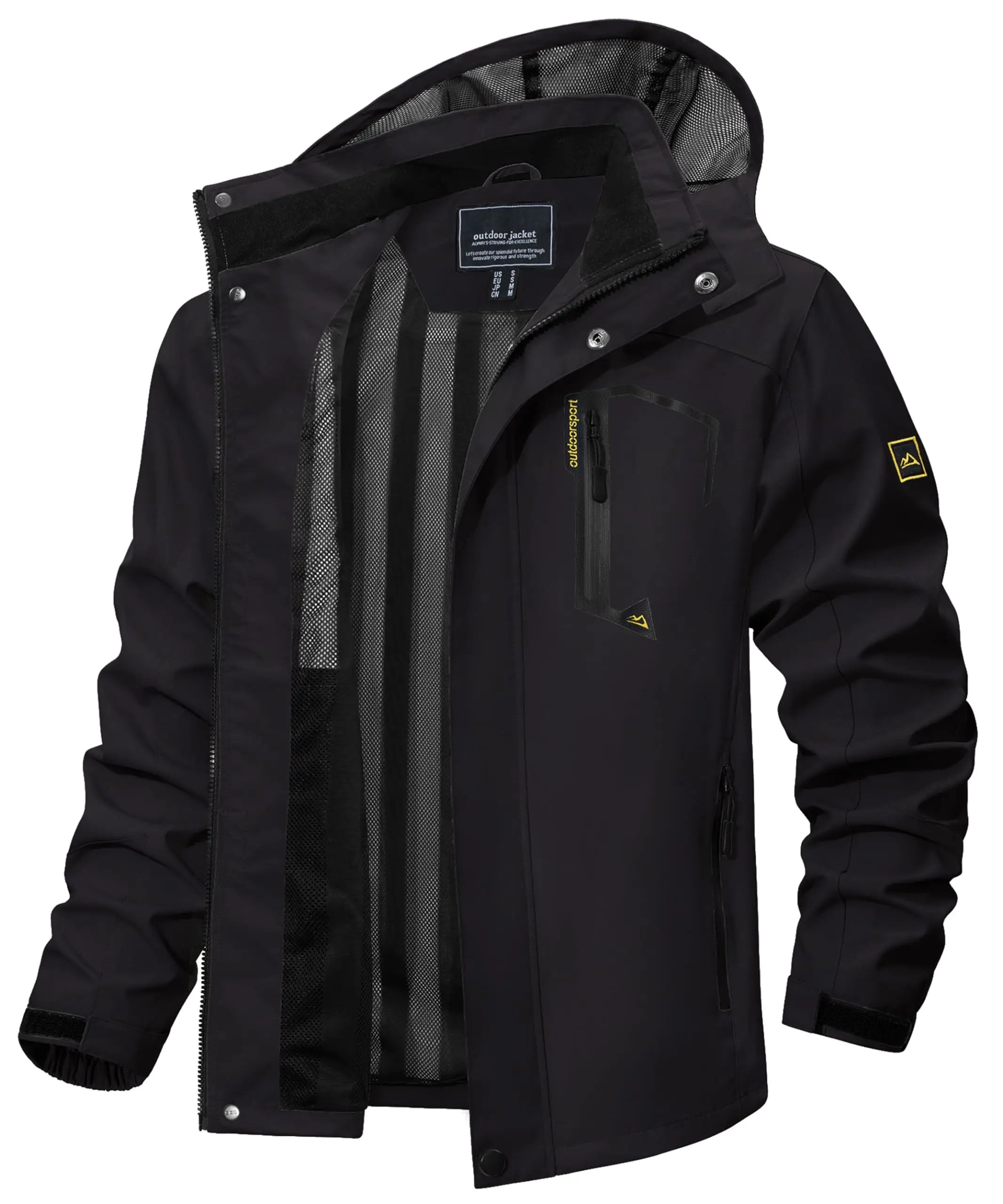 TACVASEN Spring Autumn Lightweight Jackets Mens Mesh Lined Waterproof Rain Jacket Outdoor Fishing Hiking Jacket Male Windbreaker