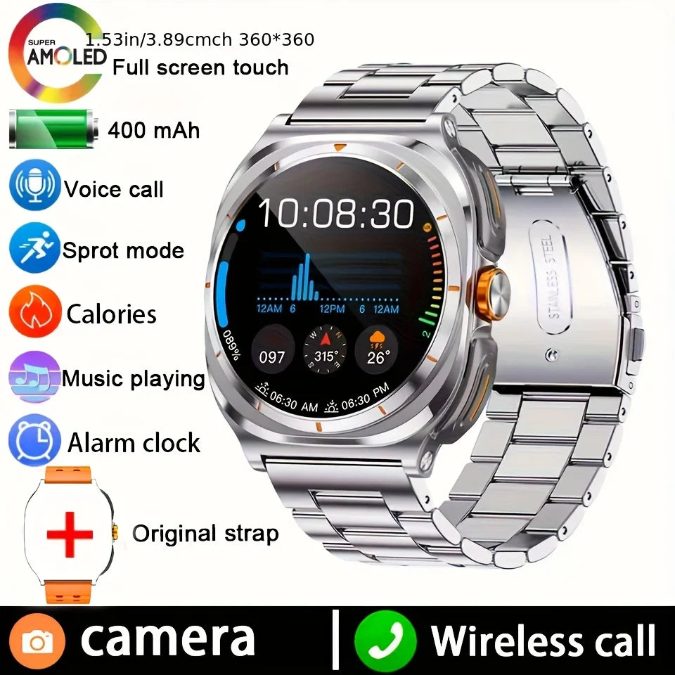 New Popular Wireless Bluetooth watch Men water proof TWS Earphones Dual Earphones Call Health Monitor Sports Music Smartwatch