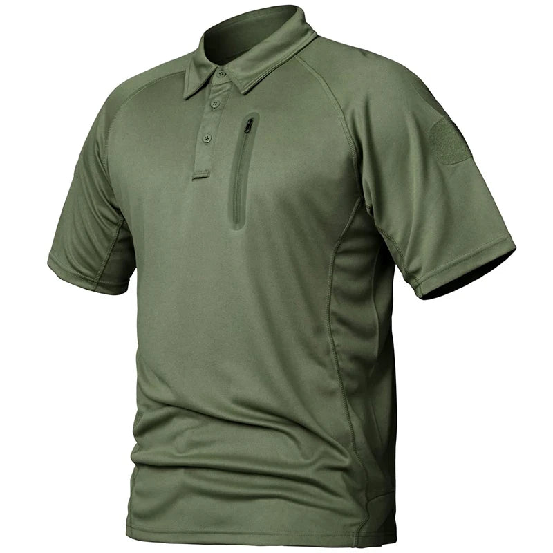 Men's Short Sleeve Polo Shirts Summer Tactical Polo with Zip Pocket Outdoor Hiking Golf Shirt Big Plus Size USA Size