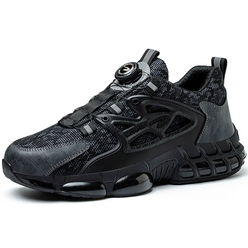 Steel Toe Lightweight Breathable Sneakers for Men Anti-smash Anti-puncture Protection Safety Shoes Rotating Button Work Shoes