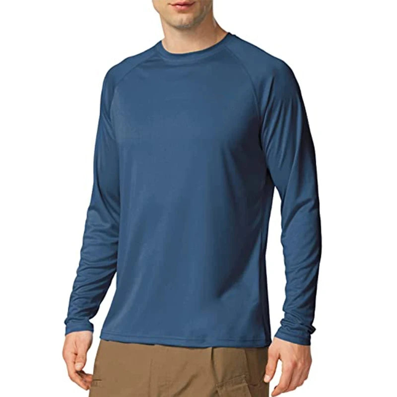 UV Men's Sun Protection Long Sleeve Summer UPF50+ Performance Quick Dry Men T-shirts Breathable Hiking Workout Pullover Tops