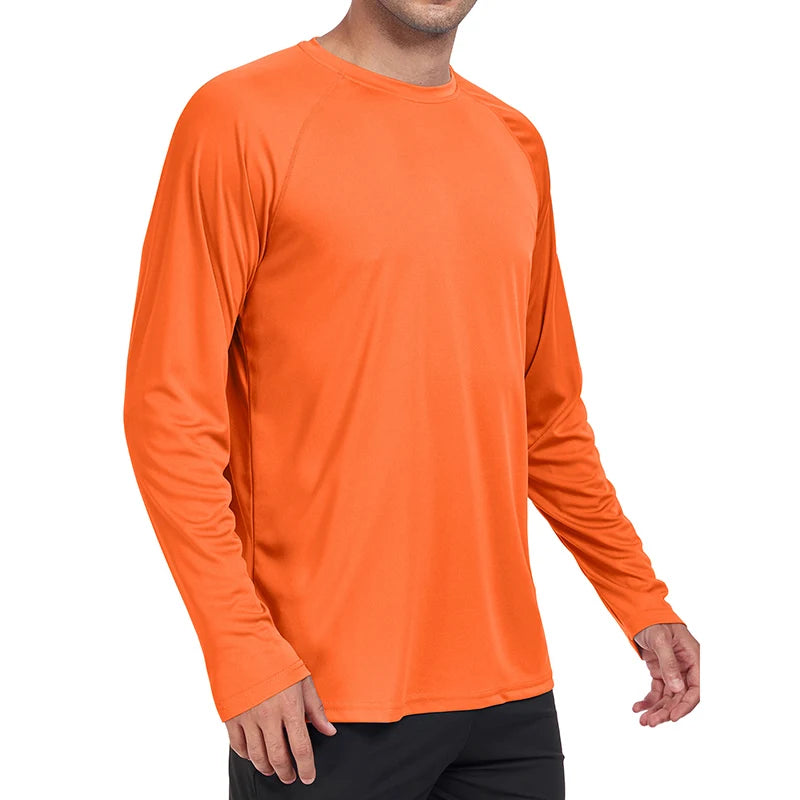 UV Men's Sun Protection Long Sleeve Summer UPF50+ Performance Quick Dry Men T-shirts Breathable Hiking Workout Pullover Tops