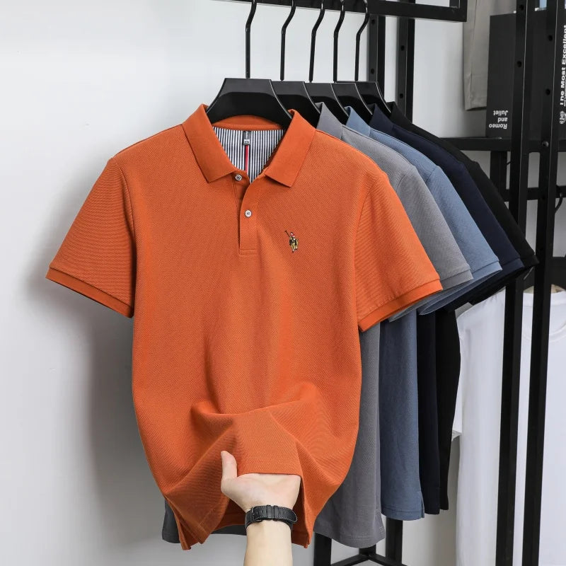 100% Cotton Breathable Short Sleeve T-shirt Men Luxury Brand Embroidery Loose Relaxed Summer Fashion Business Casual  POLO Shirt