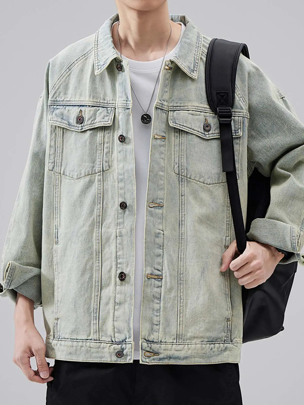 DUKEEN Blue Denim Jacket for Men 2025 Spring and Autumn New Loose Casual Retro Men's Jean Jacket Man Coats