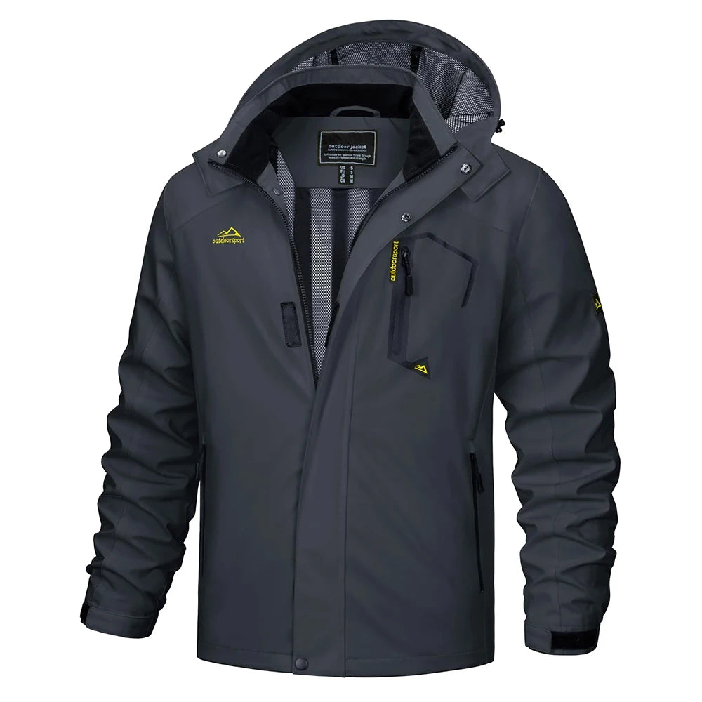 TACVASEN Spring Autumn Lightweight Jackets Mens Mesh Lined Waterproof Rain Jacket Outdoor Fishing Hiking Jacket Male Windbreaker