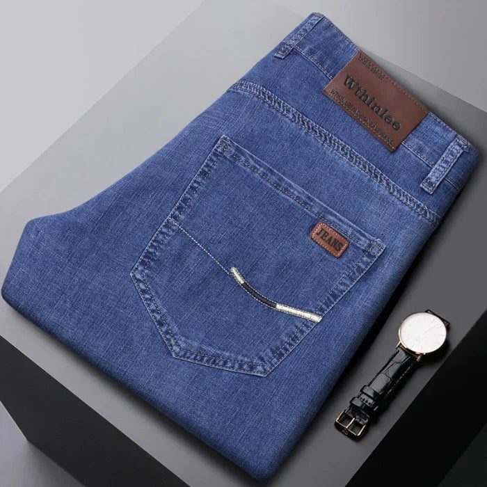 2025 New Men's Denim Pants Business Style Elastic Regular Fit Straight Business Casual Male's High Quality All Seasons Jeans