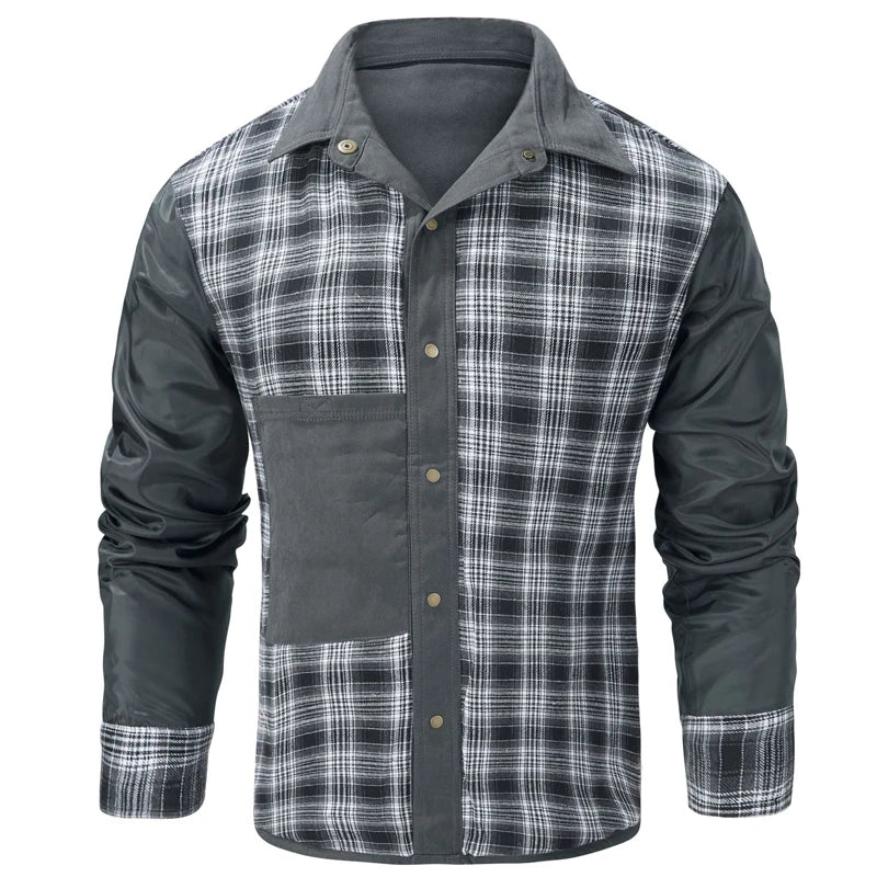 Spring Autumn Mens Flannel Plaid Shirt Jacket Casual Men Retro Lapel Cotton Warm Shirts Men Tactical Windbreaker Jacket Clothing