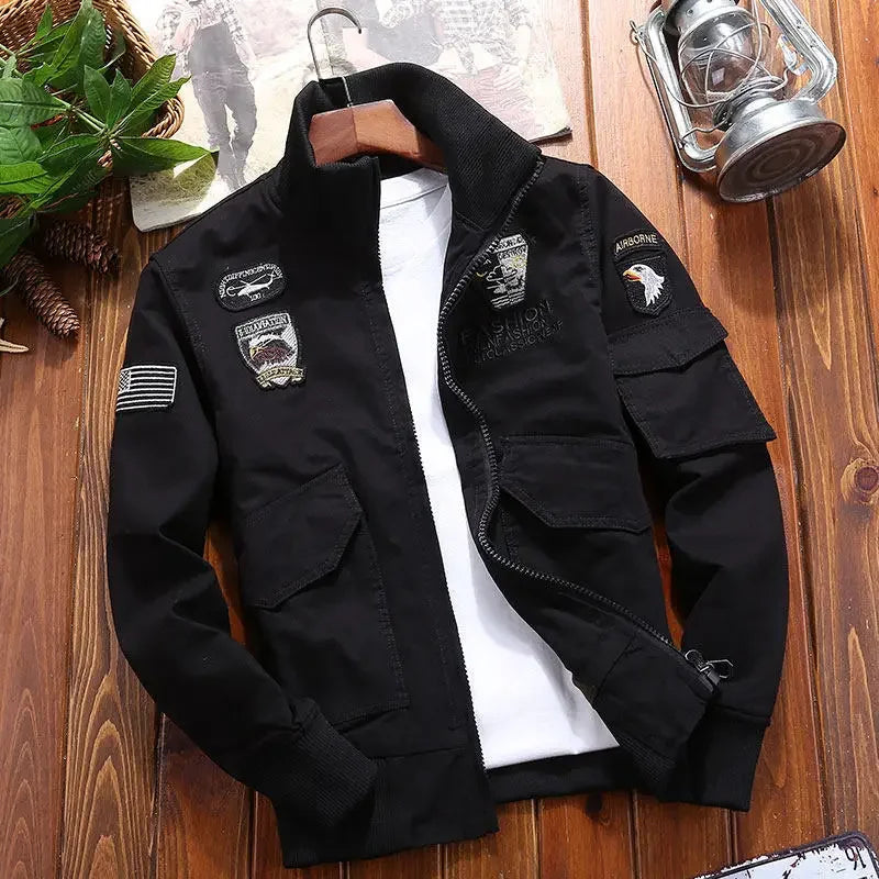 Outdoor Boxing Cargo Jacket Men's High Quality Vintage Embroidered Windbreaker 2024 Autumn Wild Hunting Pure Cotton Warm Coat