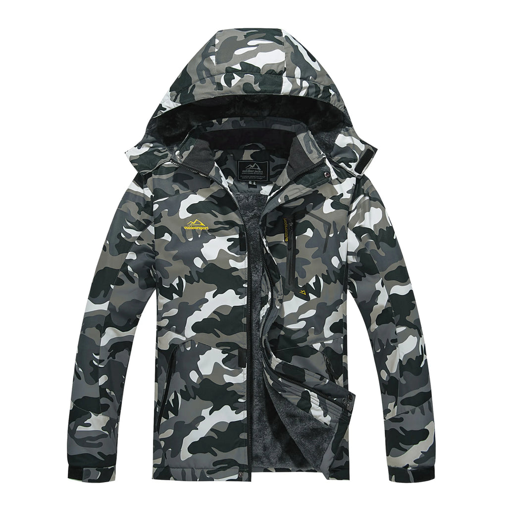 TACVASEN Winter Fleece Lined Jacket Men's Fleece Lining Coats Thermal Warm Jacket Hiking Walking Jacket Outdoor Windbreaker Male