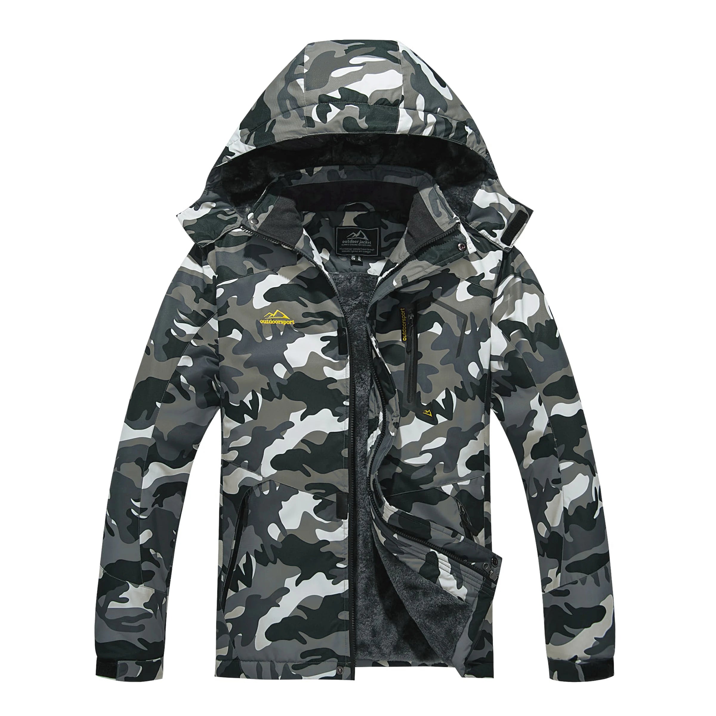 TACVASEN Winter Fleece Lined Jacket Men's Fleece Lining Coats Thermal Warm Jacket Hiking Walking Jacket Outdoor Windbreaker Male