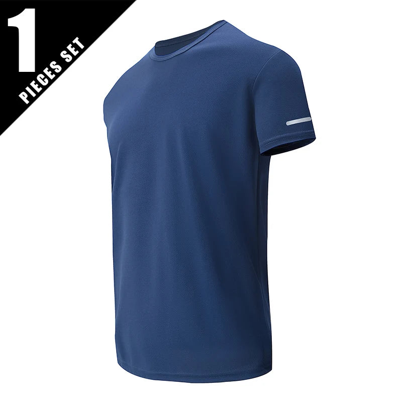 1/4 Pcs Men's Summer Fashion Printing Quick-drying Short-sleeved Youth Leisure Sports Fitness Breathable Top Middle-aged Loose T