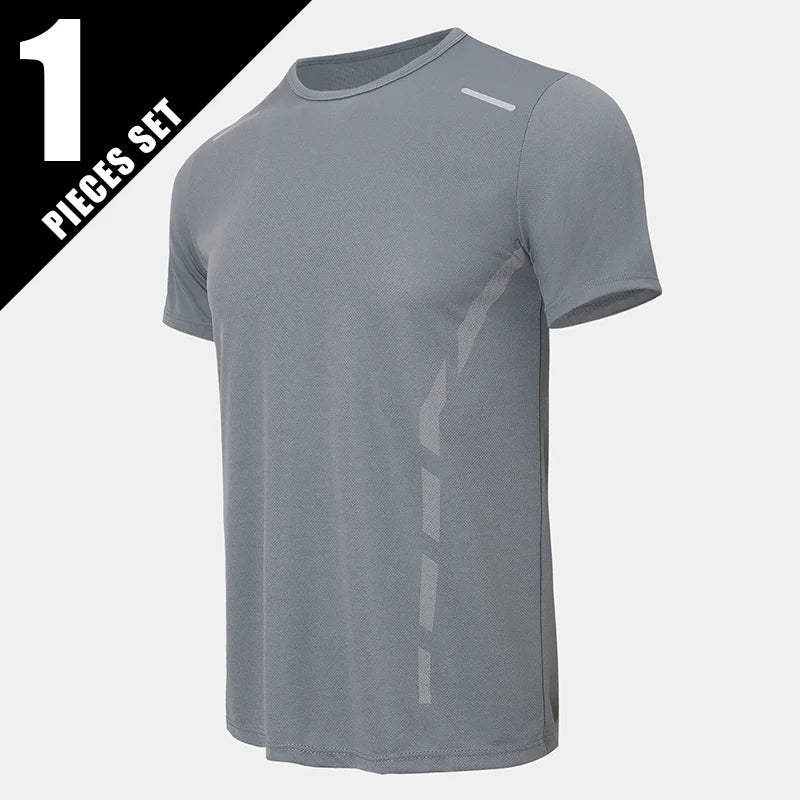 1/4 Pcs Men's Summer Fashion Printing Quick-drying Short-sleeved Youth Leisure Sports Fitness Breathable Top Middle-aged Loose T