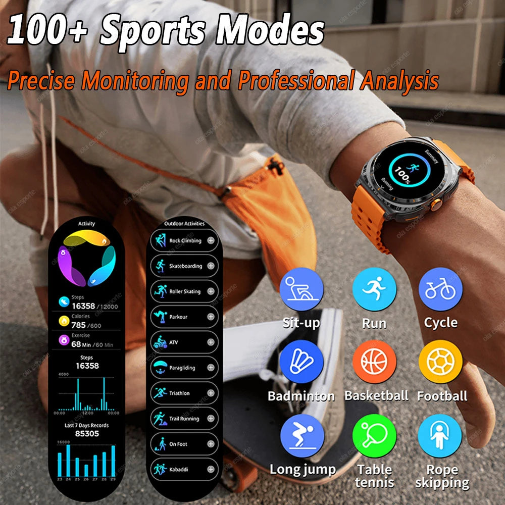 New GT98 Smart Watch TWS Headset 2 In 1 AMOLED Wireless Headset Bluetooth Call Outdoor Sport Music Health Monitor Smartwatch Men